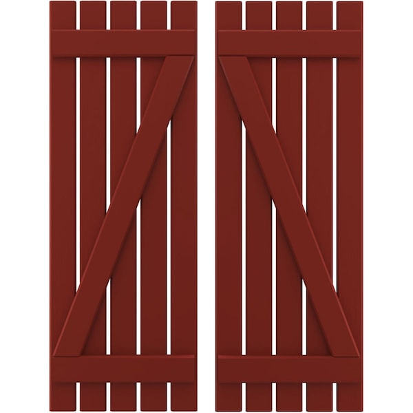 Ekena Millwork Americraft 5-Board (2 Batten) Wood Spaced Board-n-Batten Shutters w/ Z-Bar, ARW102SB519X77MRH, PR ARW102SB519X77MRH - main